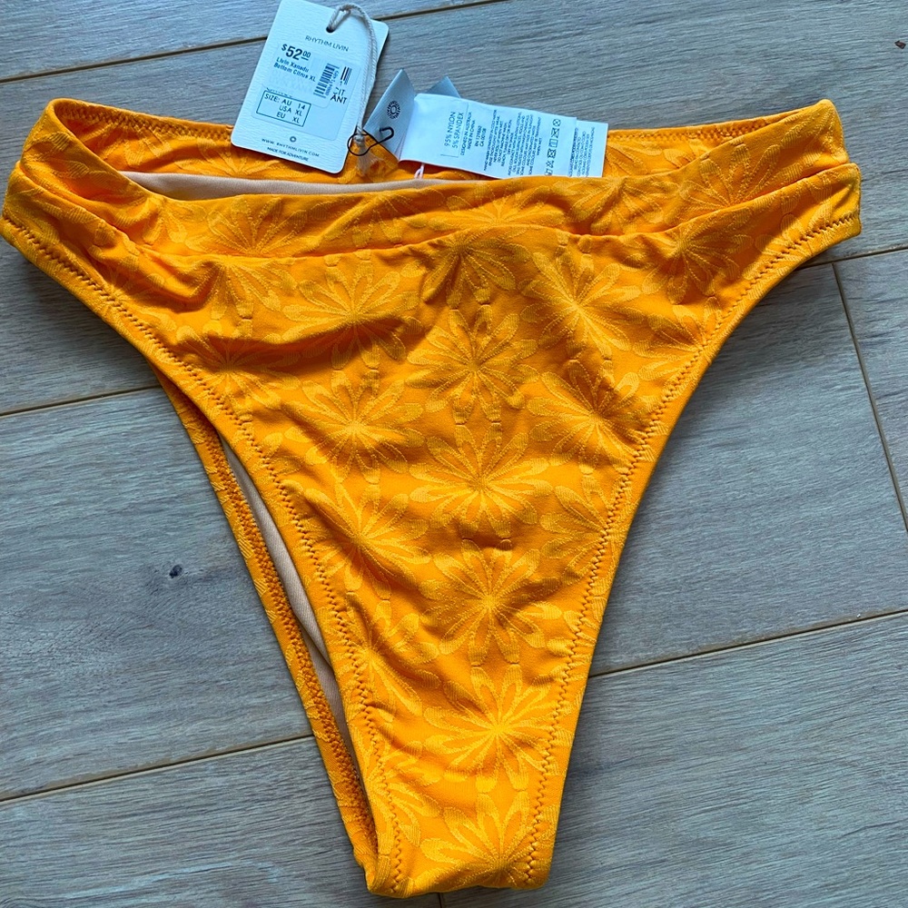 Orange flower high cut bikini bottoms